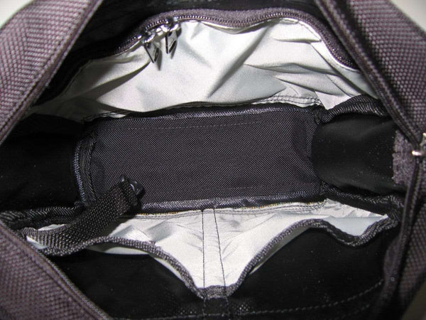 106 Medium Messenger Bag Purse in Black Nylon with Fabric Accent Pockets