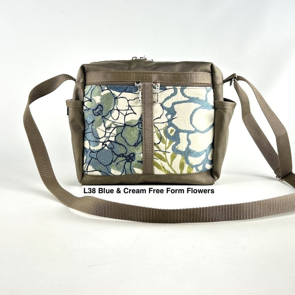 106 Medium Messenger Bag Purse in Khaki Nylon with Fabric Accent Pockets