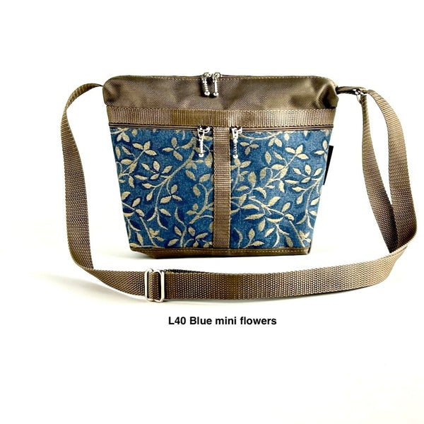 221L small organizer purse in Khaki Tan Nylon with fabric accent pockets