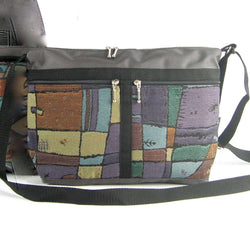 222L medium organizer purse in Gray Nylon with fabric accent pockets