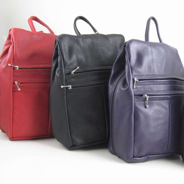 967  Purse size Leather Side Entry Backpack - Solid Colors