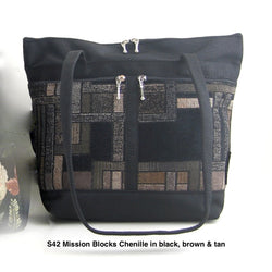 S: Purse sized Tote in Black with Fabric Pockets