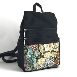 B967 BL Vintage Fabrics - Sm Side Entry Backpack - Black Nylon