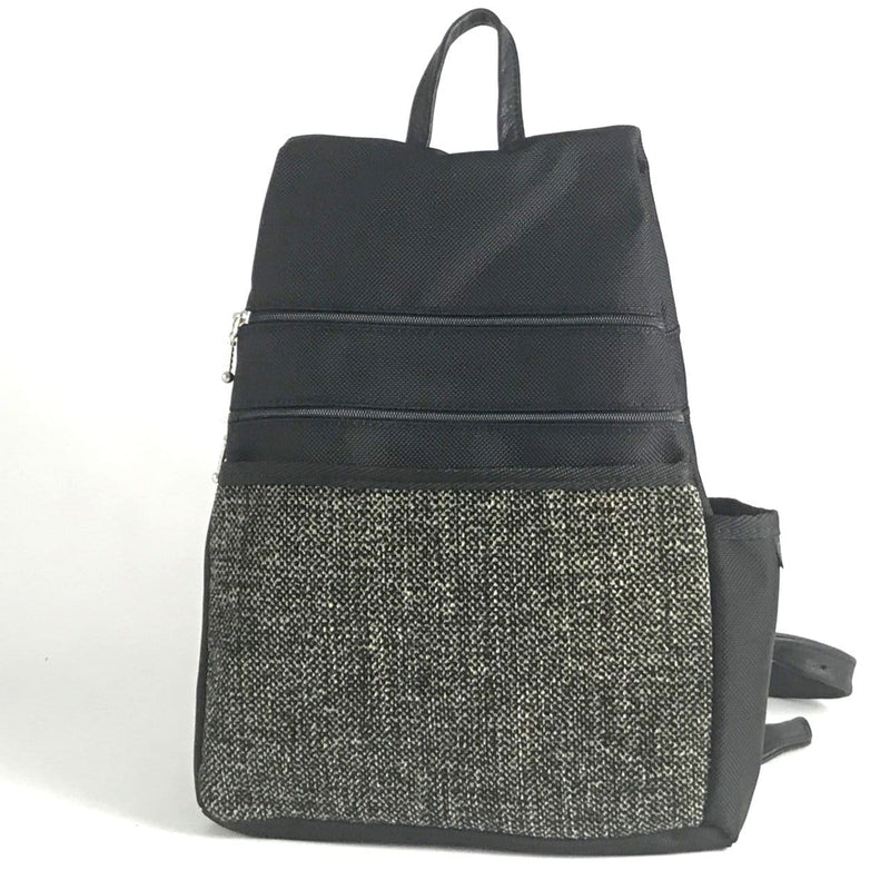 B967 BL Vintage Fabrics - Sm Side Entry Backpack - Black Nylon